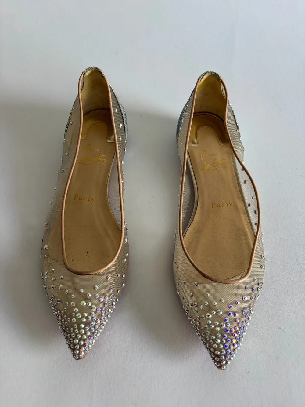 Christian Louboutin Follies Strass Nude Suede leather 37.5 - Picture 5 of 11